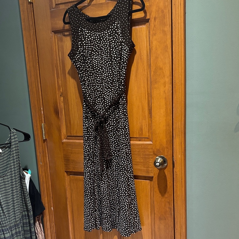 Perceptions New York Brown and White Polka Dot Dress